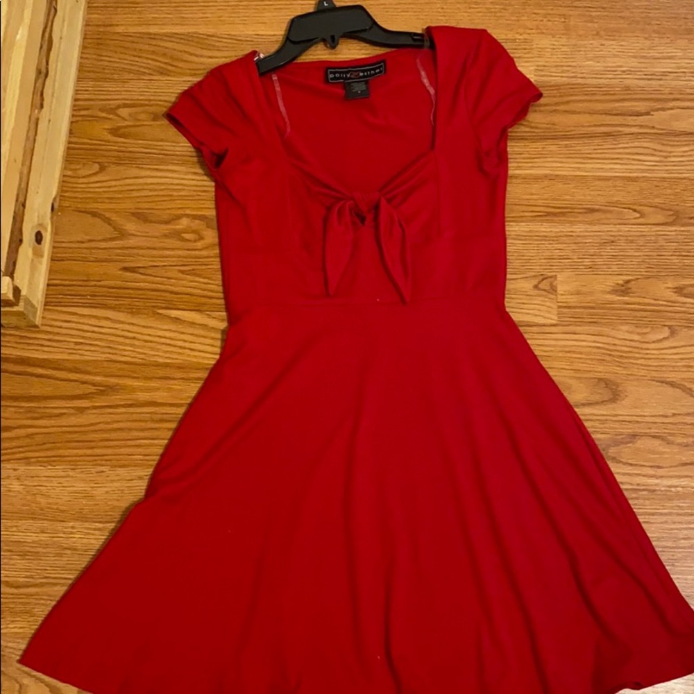 Short sleeve tie in front dress